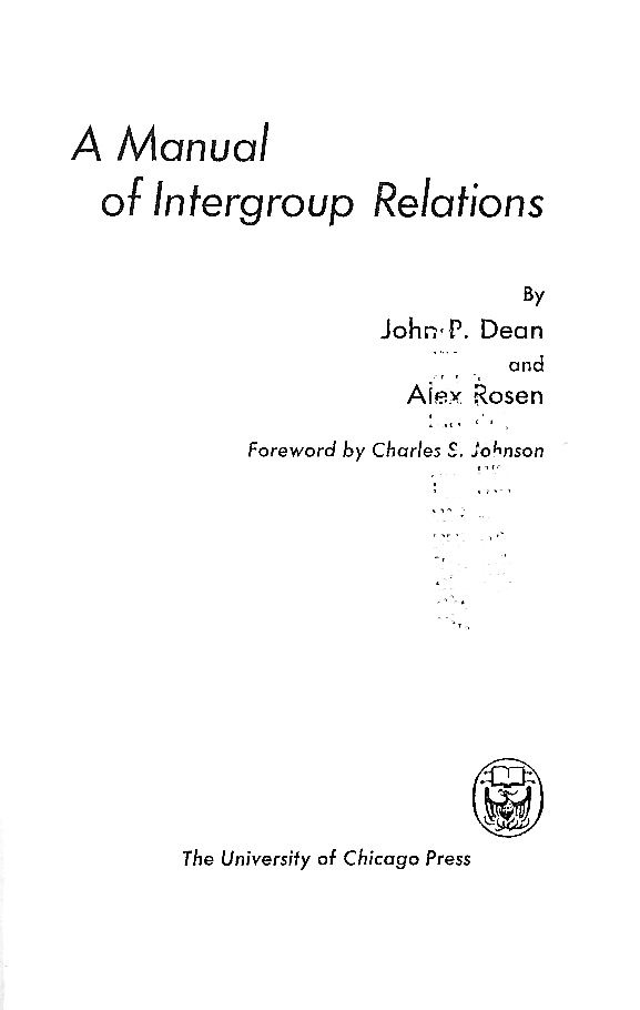 Cover of A Manual of Intergroup Relations