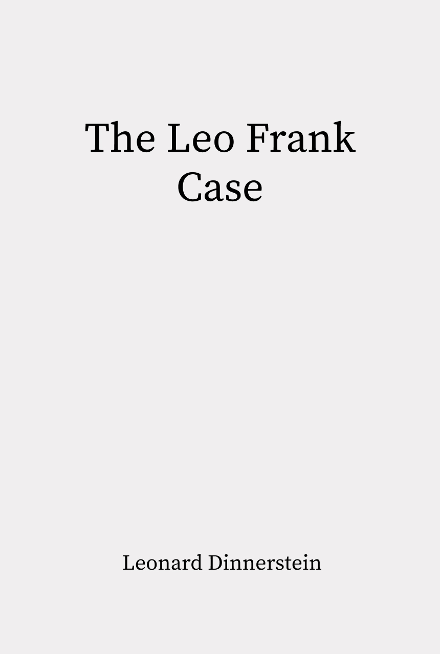 Cover of The Leo Frank Case